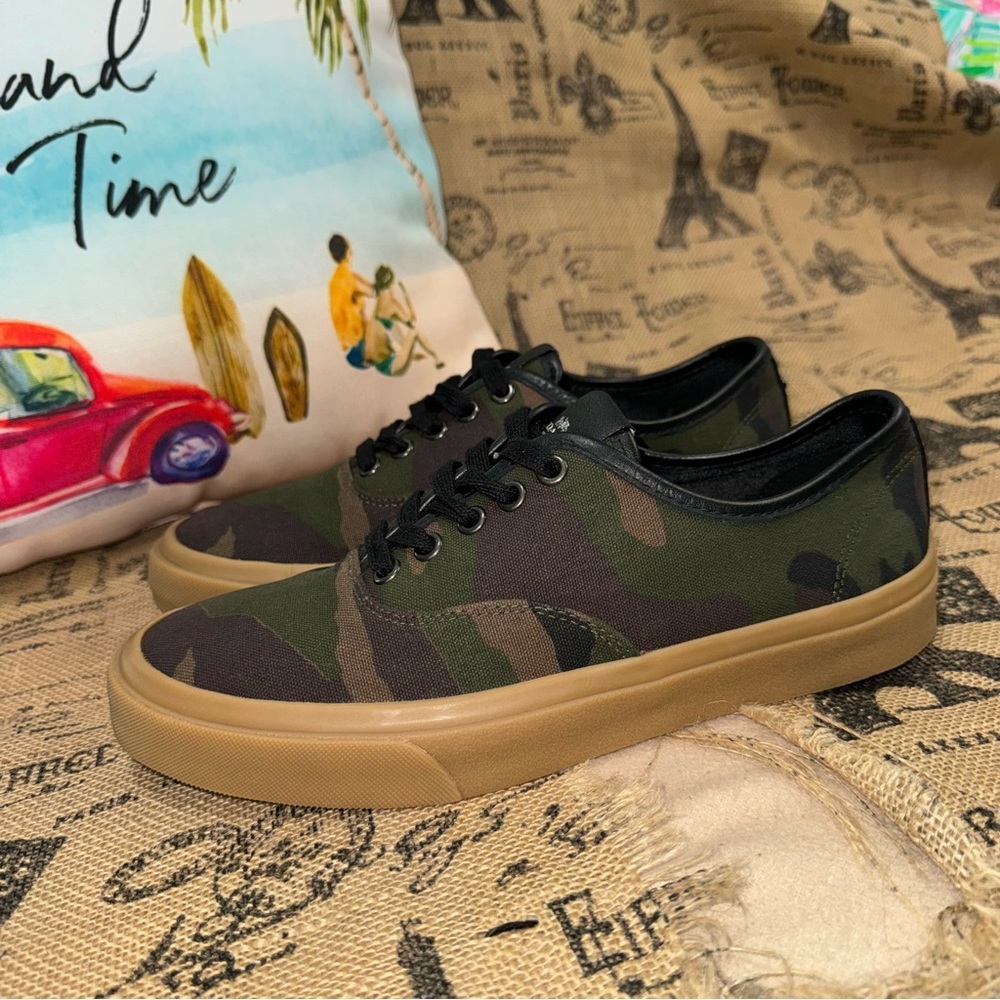 COACH NWOB! Men'S Green Canvas Camo Print Tennis Sneaker Size 7.5 - Picture 2 of 11
